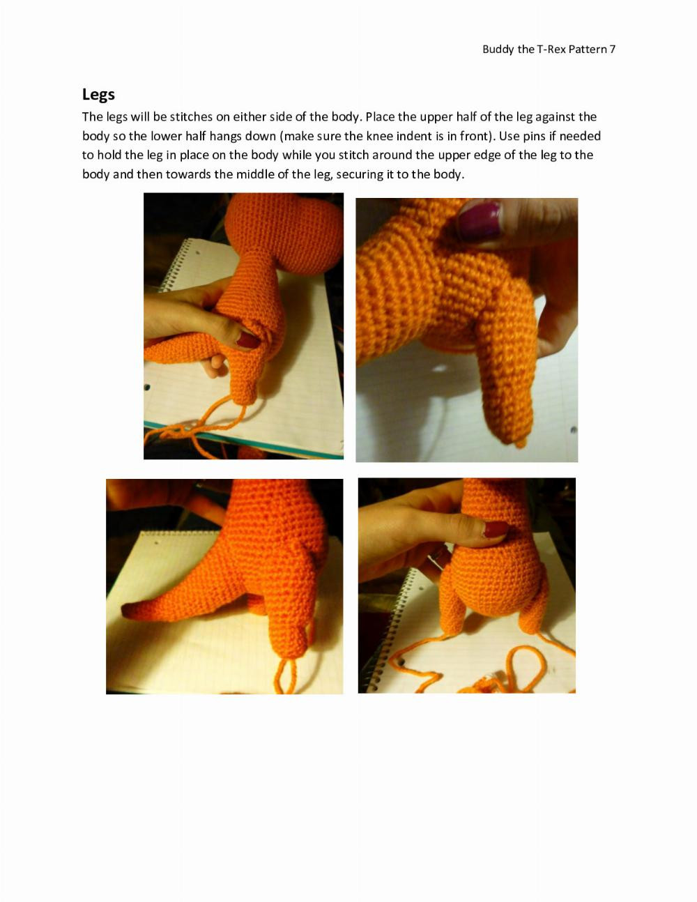 buddy the t-rex amigugumi pattern