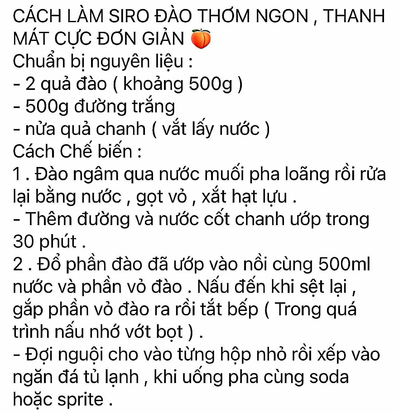 Cách làm siro đào thơm ngon thanh mát cực đơn giản.