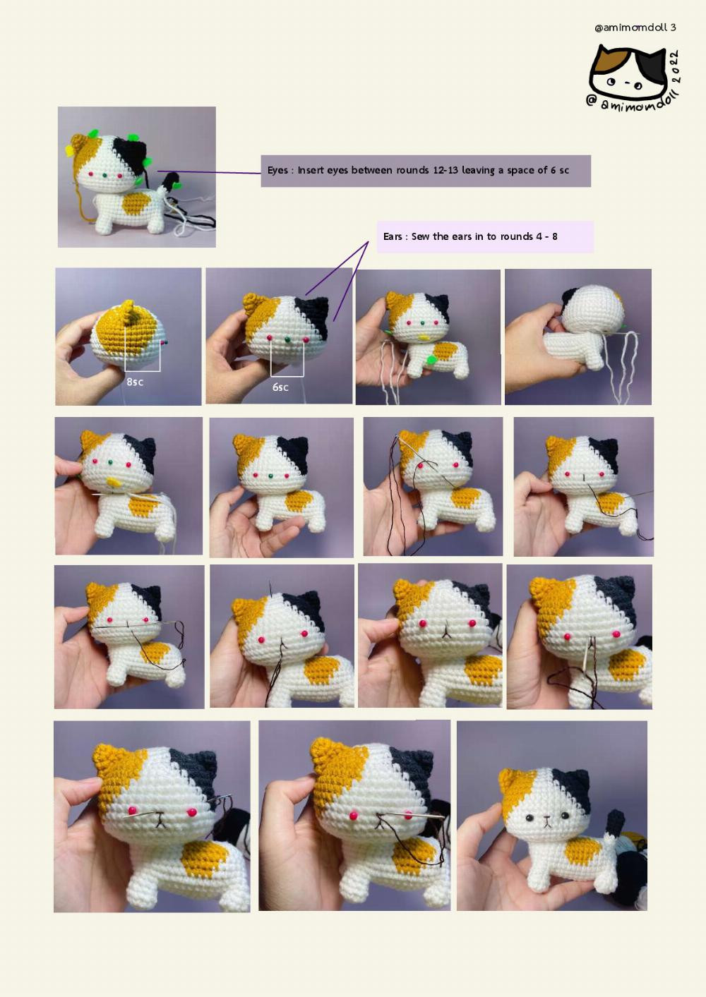 Calico kitten Crochet Pattern