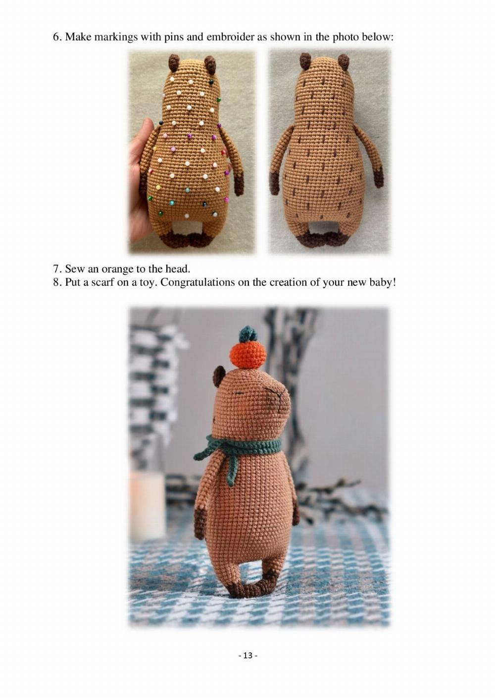 “Capybara” Crochet Pattern (finished toy size – 7-8.5 in/18-22 cm)