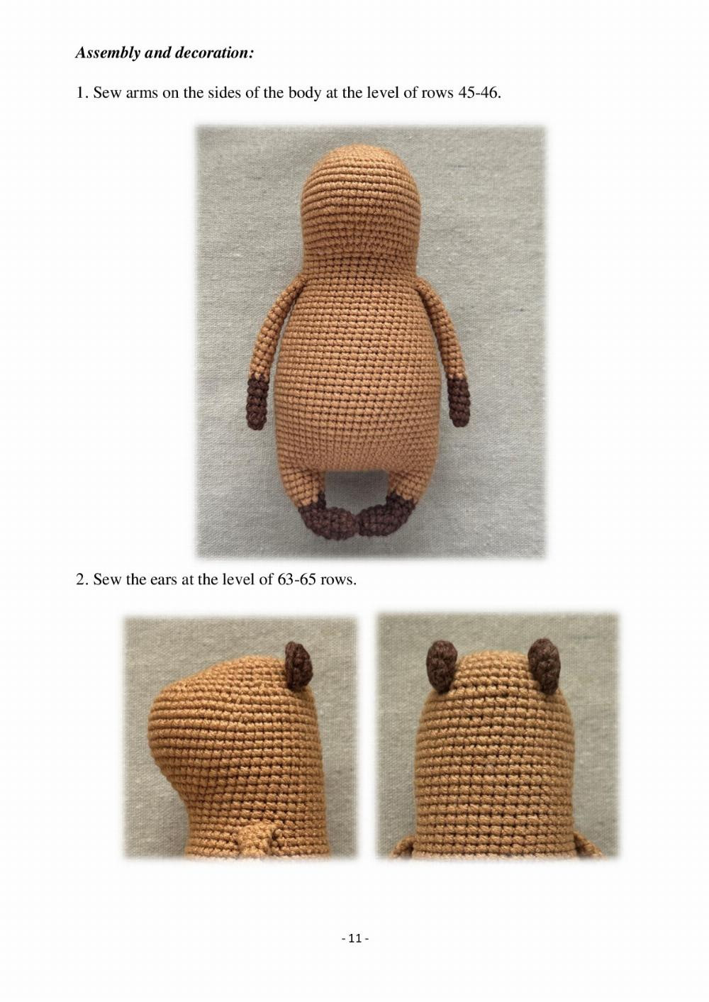 “Capybara” Crochet Pattern (finished toy size – 7-8.5 in/18-22 cm)