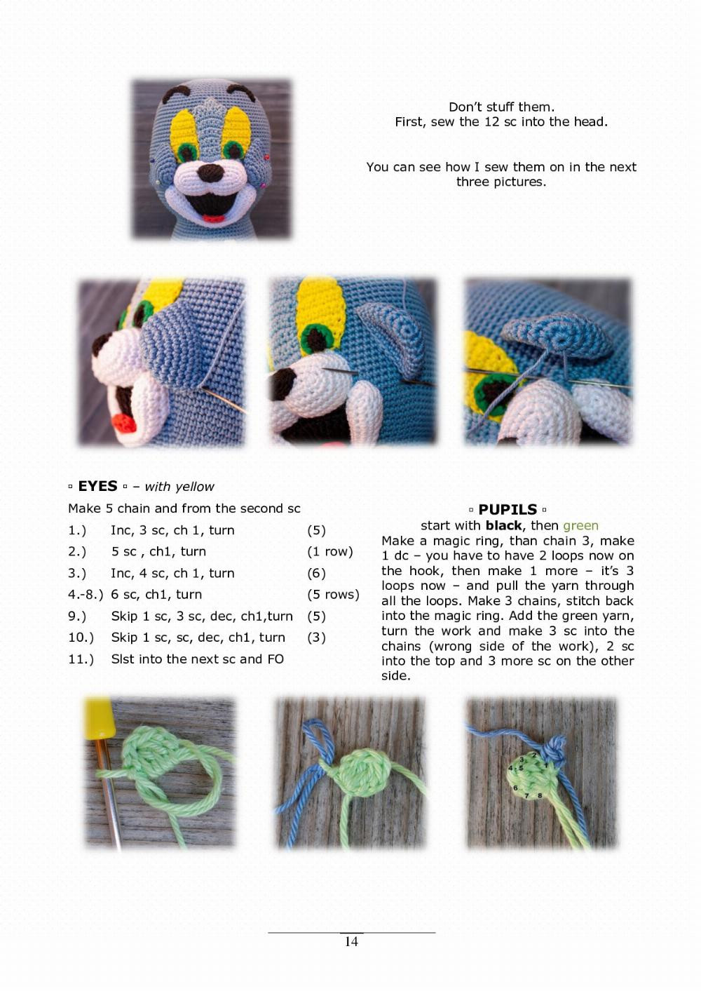 Cat tom crochet pattern