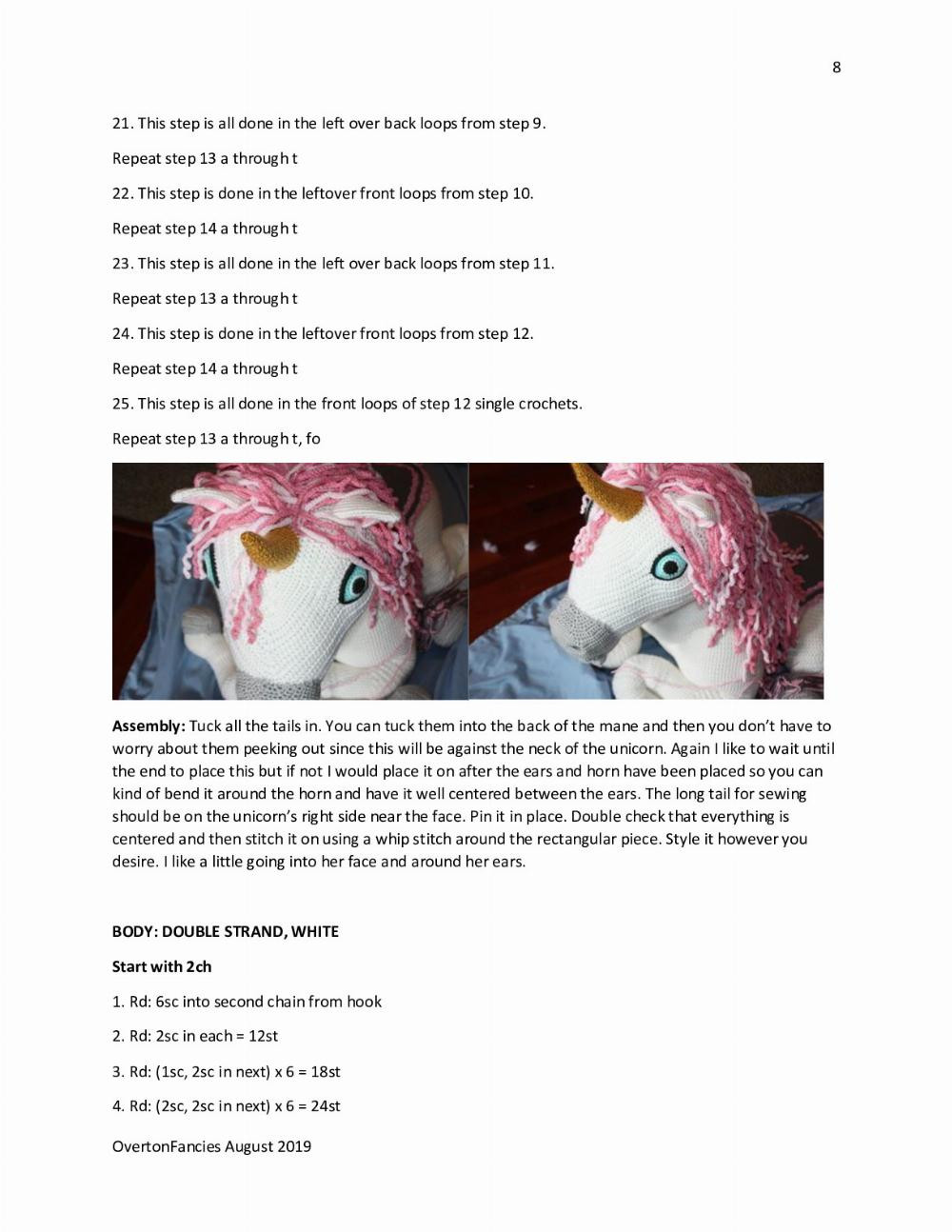 Celeste the Unicorn crochet pattern