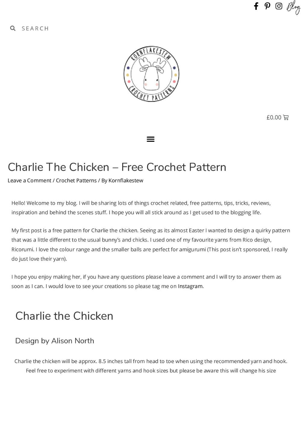 Charlie The Chicken – Free Crochet Pattern