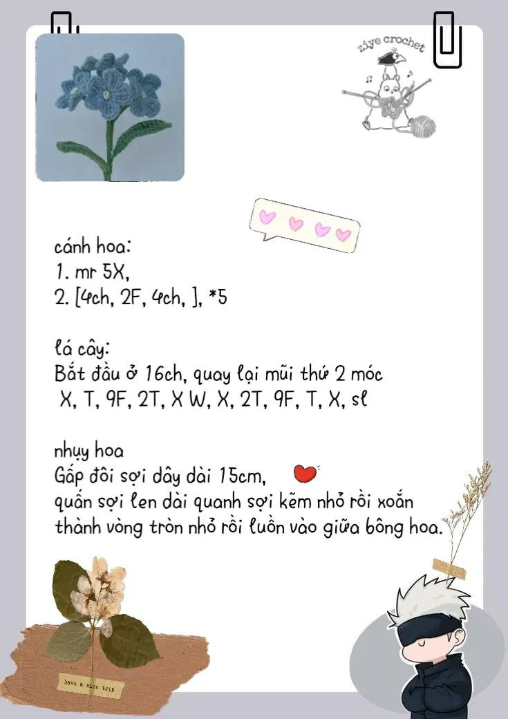 chart hoa cho ng mới bắt đầu móc len💐