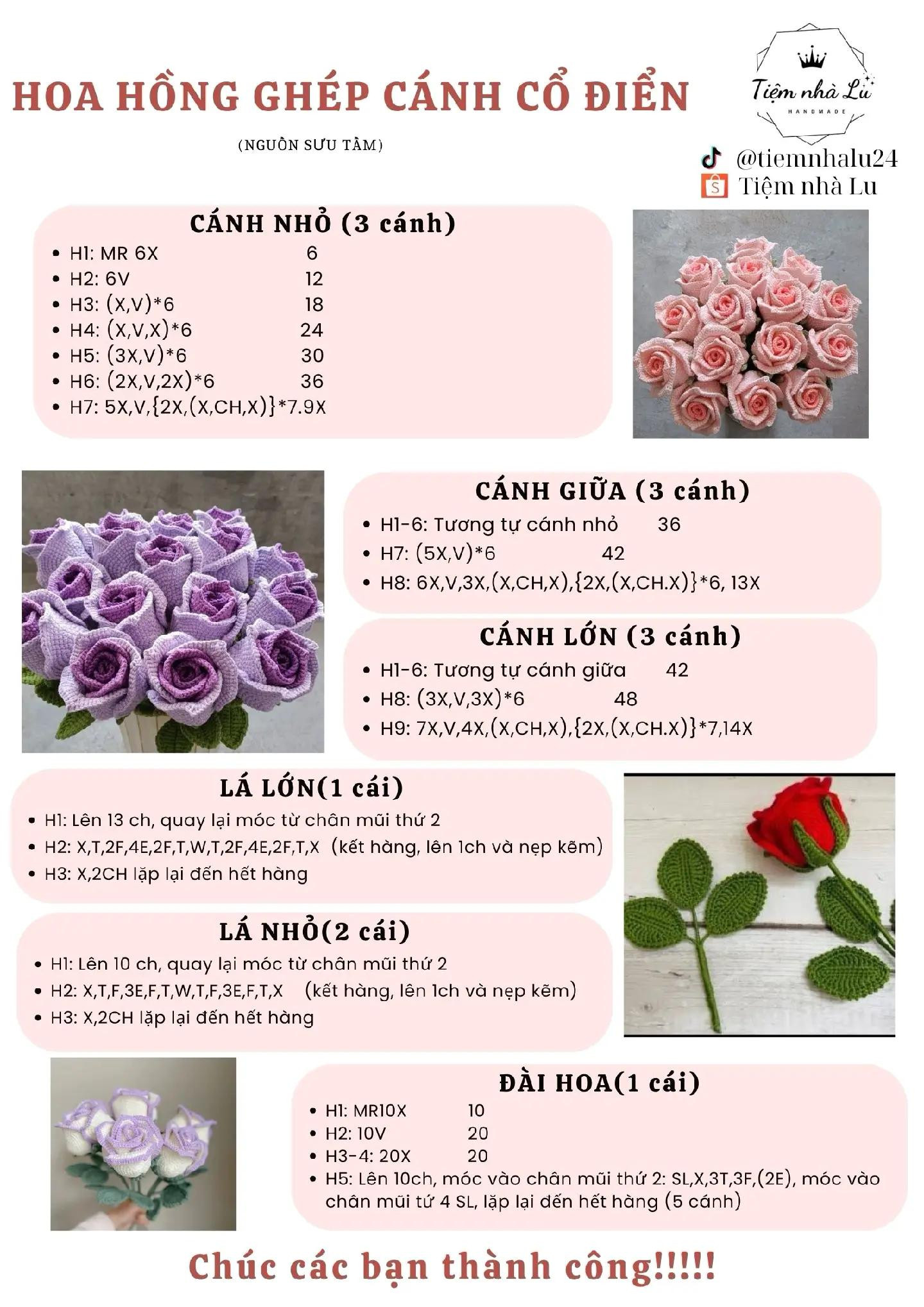 Chart hoa hồng ghép cánh cổ điển