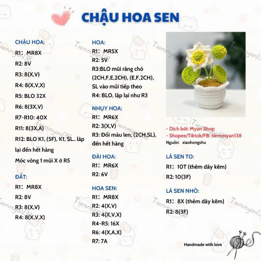 Chart móc chậu hoa sen nhỏ xinh trang trí bàn làm việc