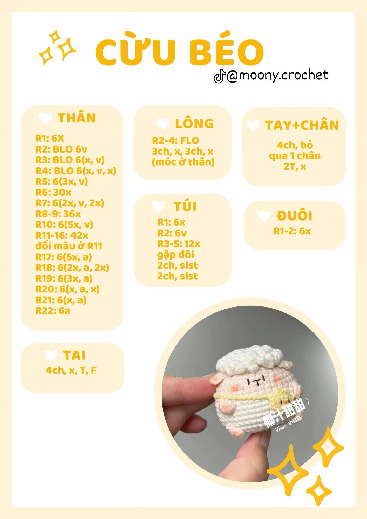 Chart móc len cừu béo