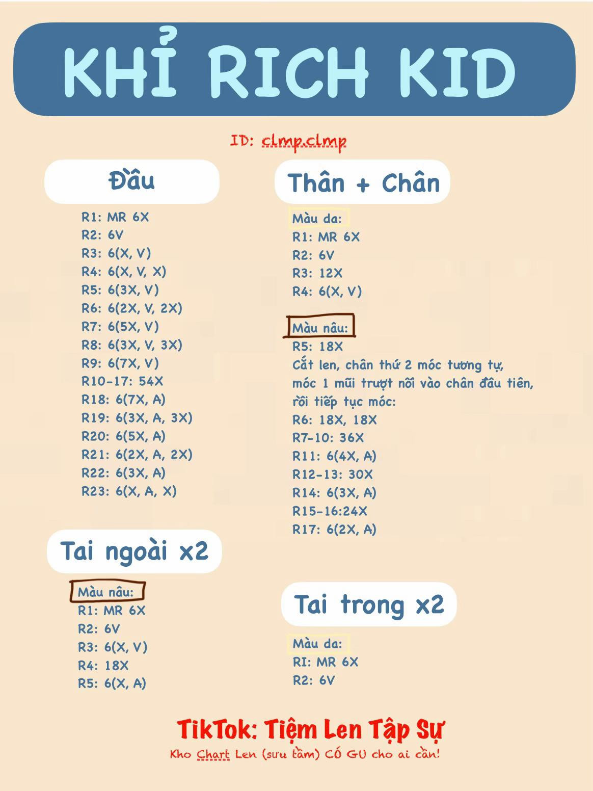 chart móc len khỉ rich kid