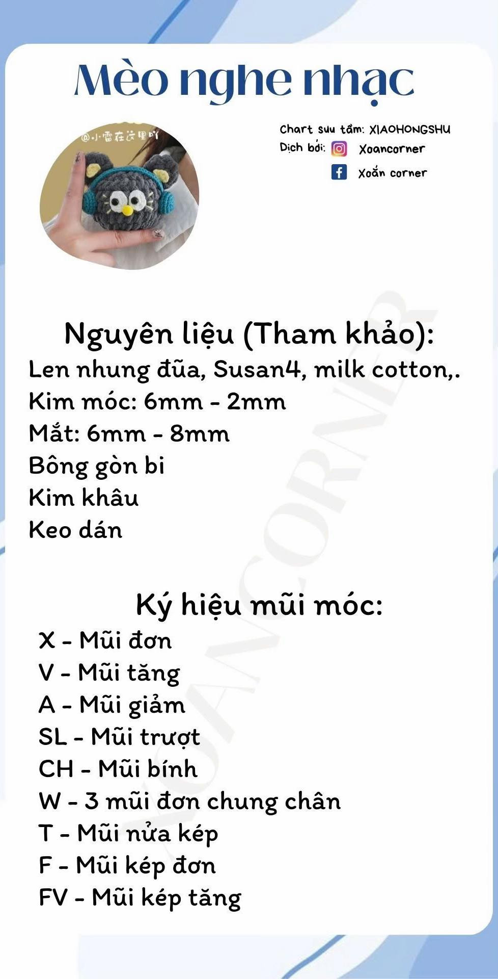 chart móc len Mèo nghe nhạc