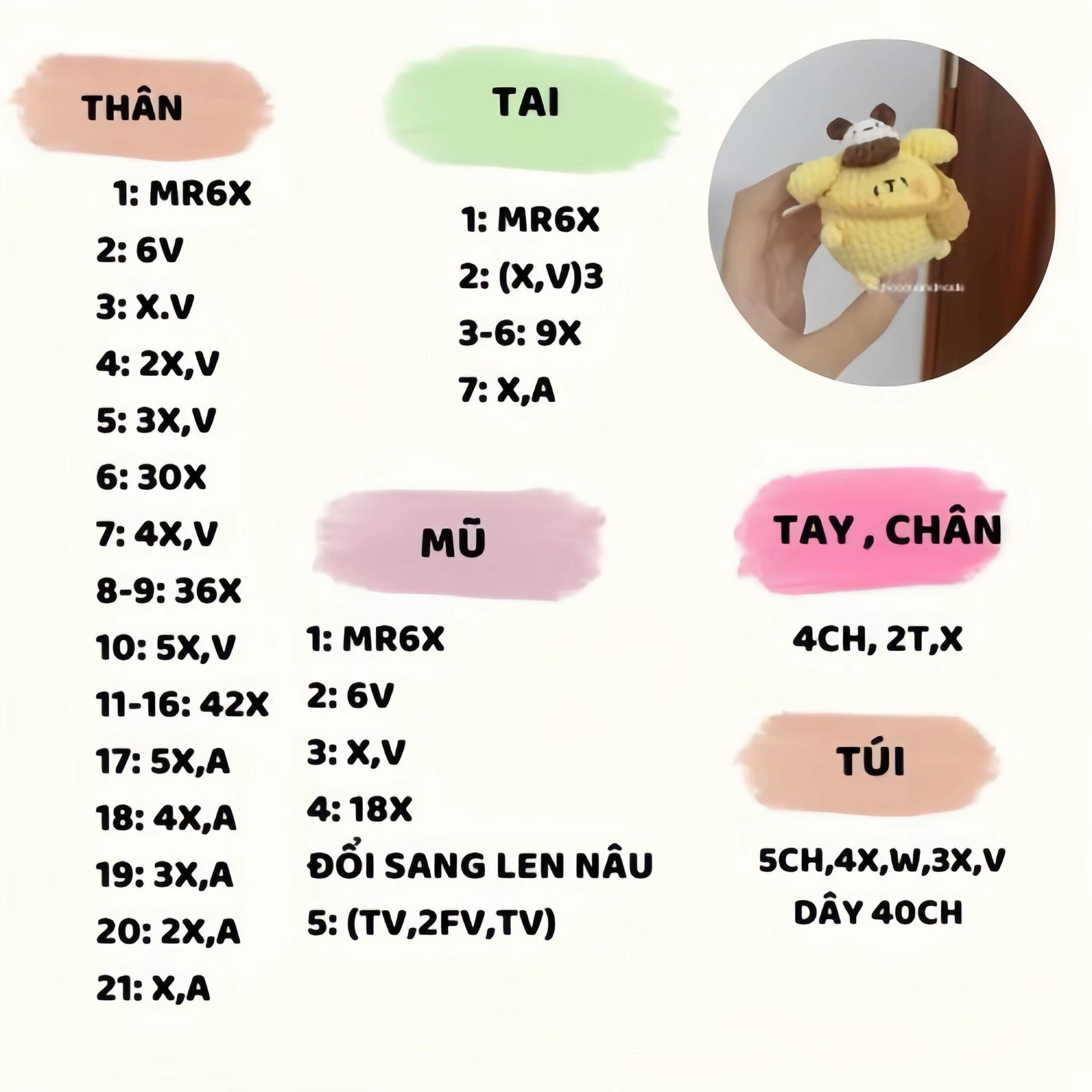 chart móc len pompompurin