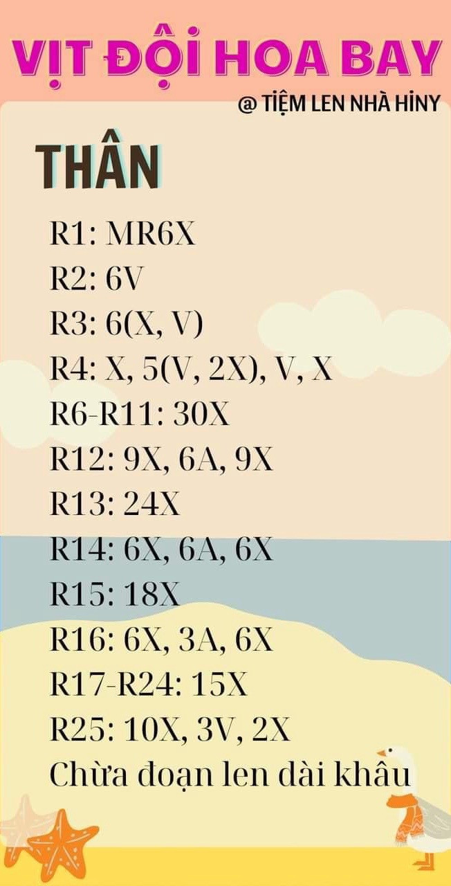 Chart móc len vịt đội hoa