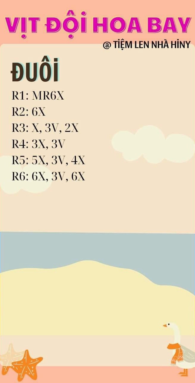 Chart móc len vịt đội hoa