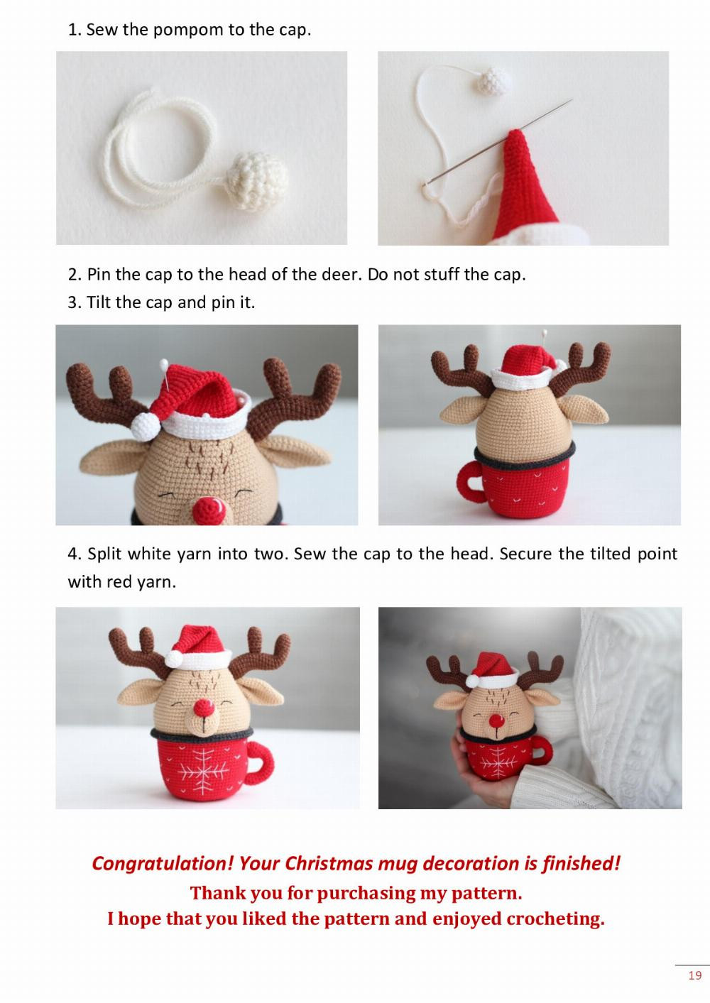 CHRISTMAS DEER IN MUG Crochet pattern