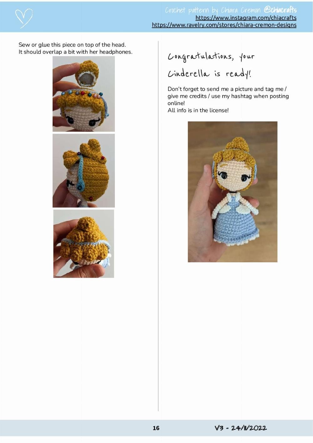 Cinderella amigurumi Crochet Pattern