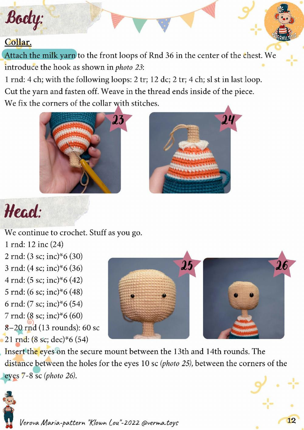 clown lou crochet pattern