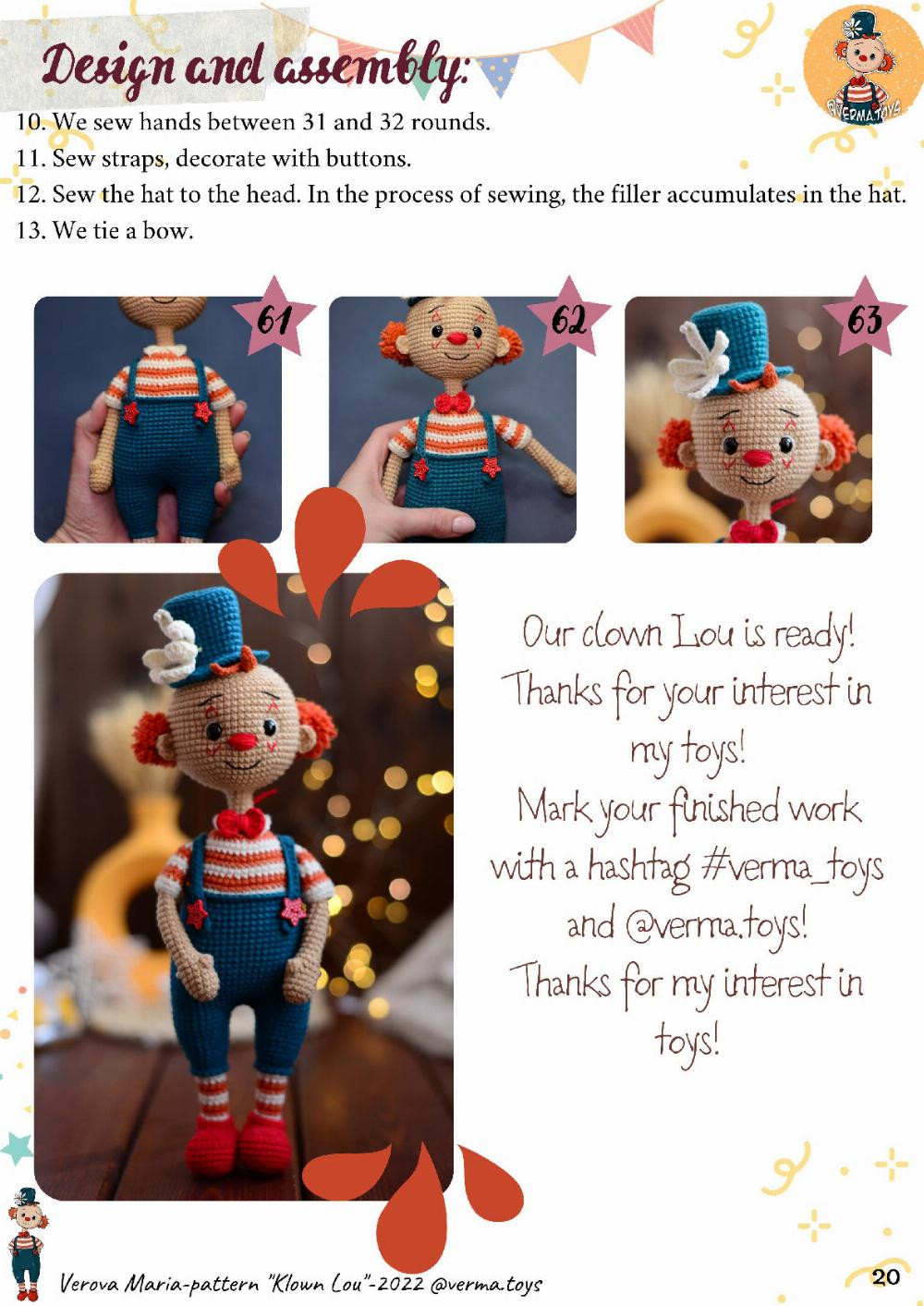 clown lou crochet pattern