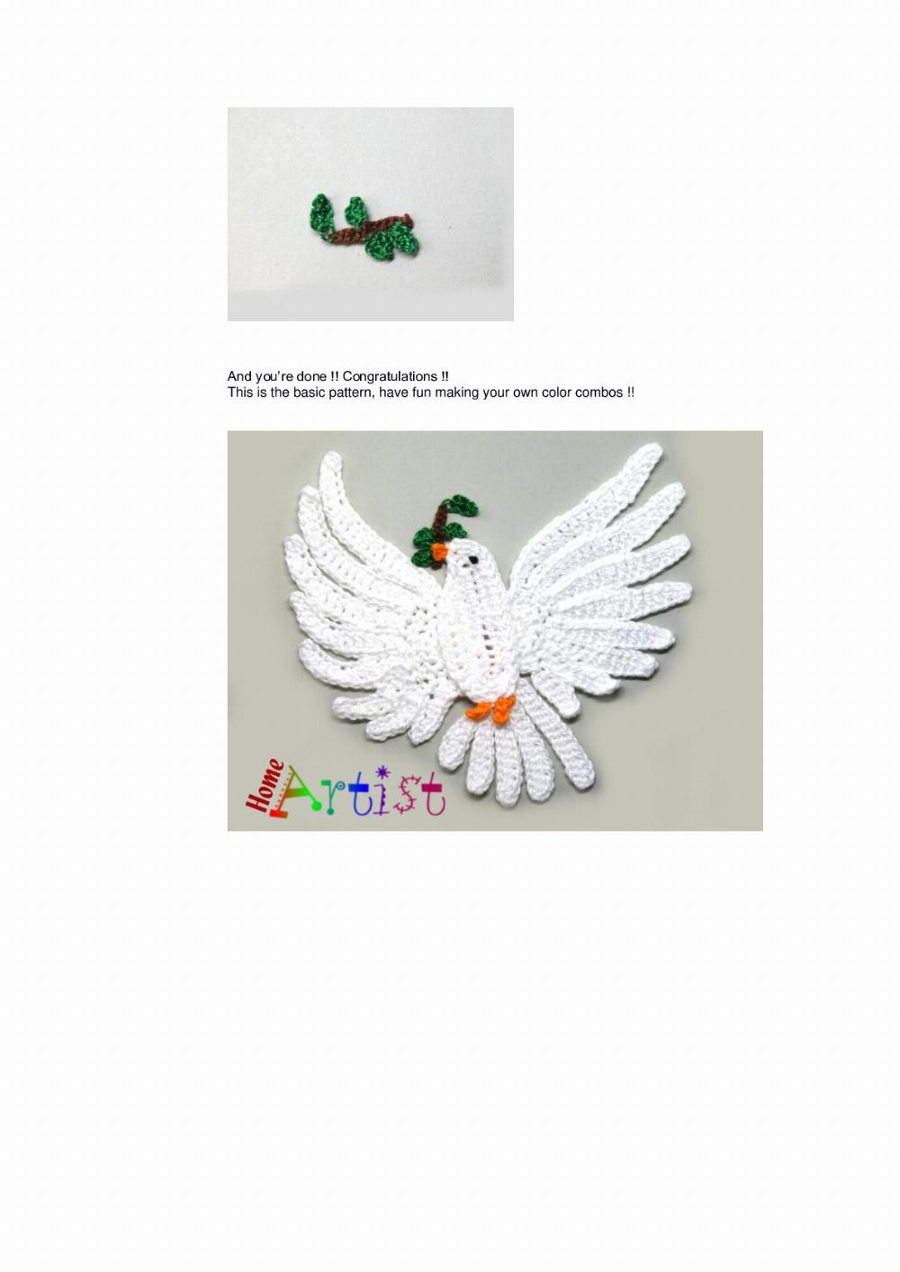 CROCHET Dove Peace Applique crochet pattern