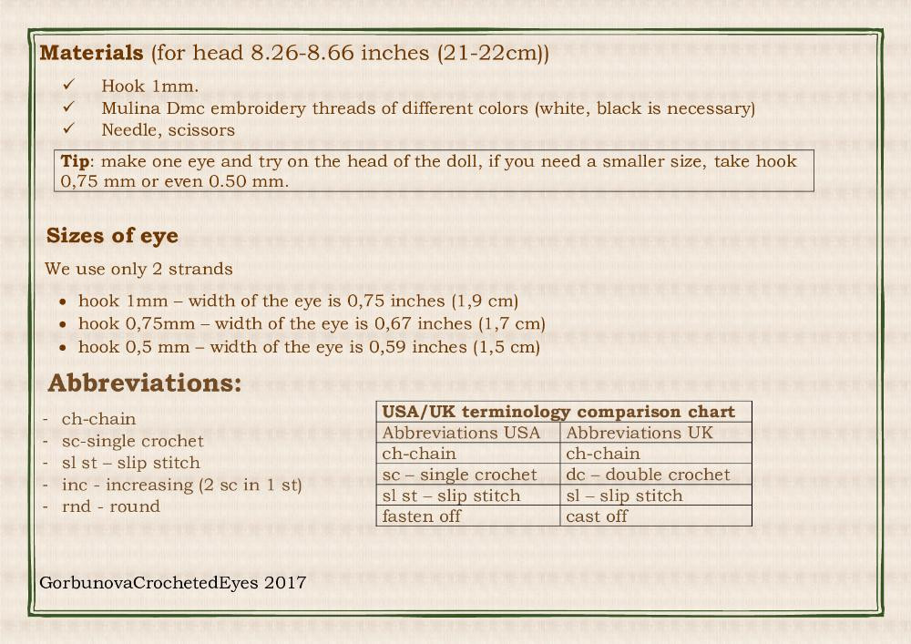 Crochet eyes pattern