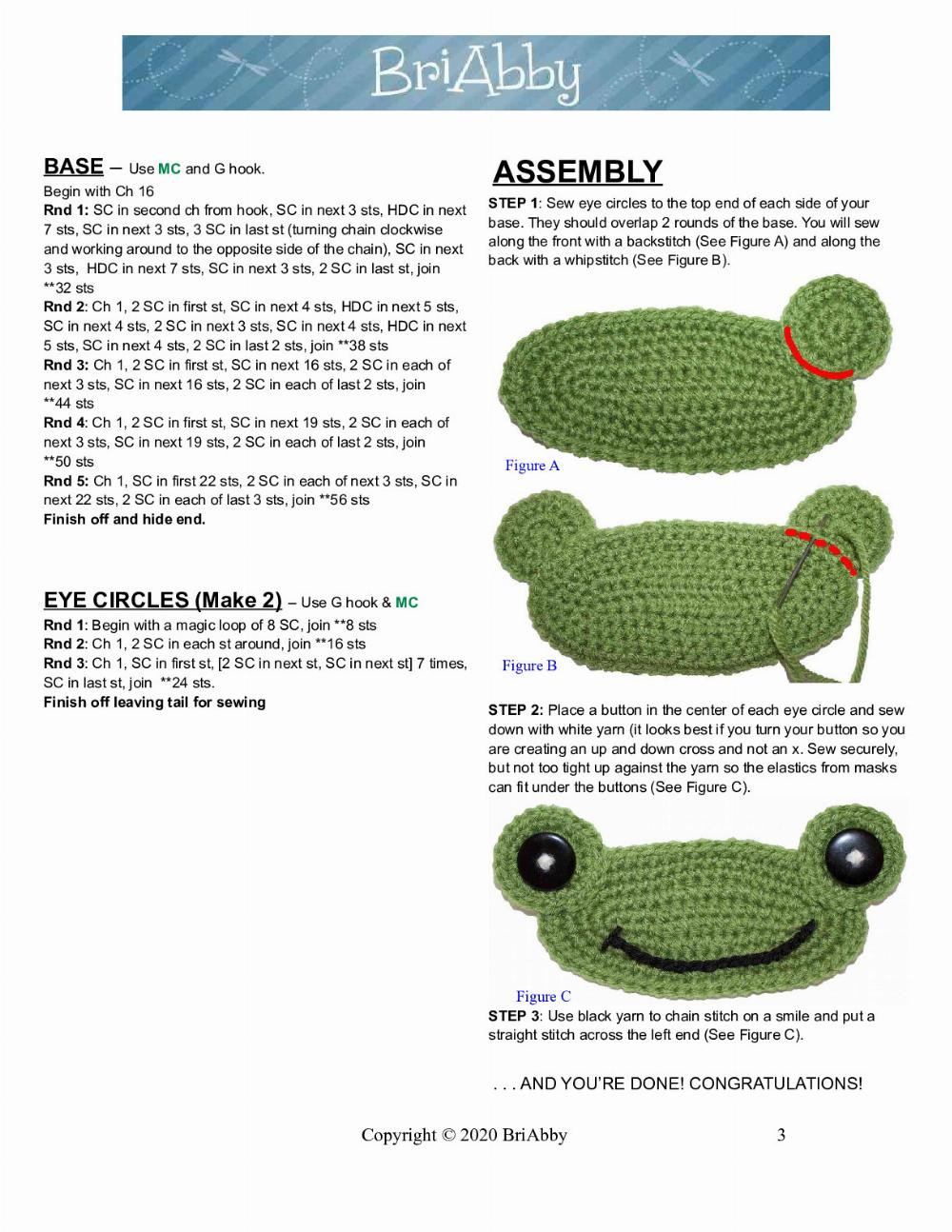 CROCHET FROG EAR SAVER PATTERN