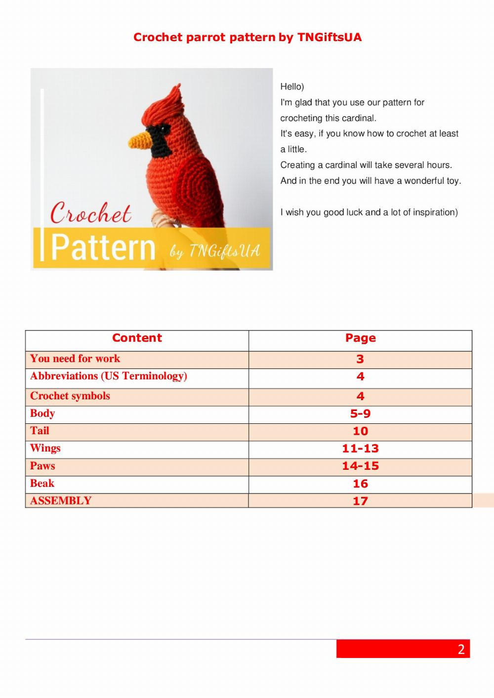 crochet parrot pattern