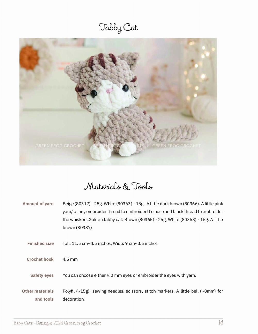 CROCHET PAT TERN Baby Cats (stitting version)