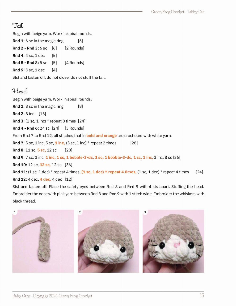 CROCHET PAT TERN Baby Cats (stitting version)