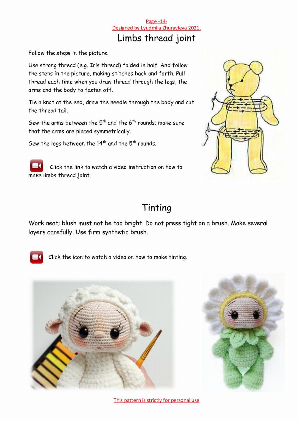 Crochet pattern Babies in plush outfits Chamomile