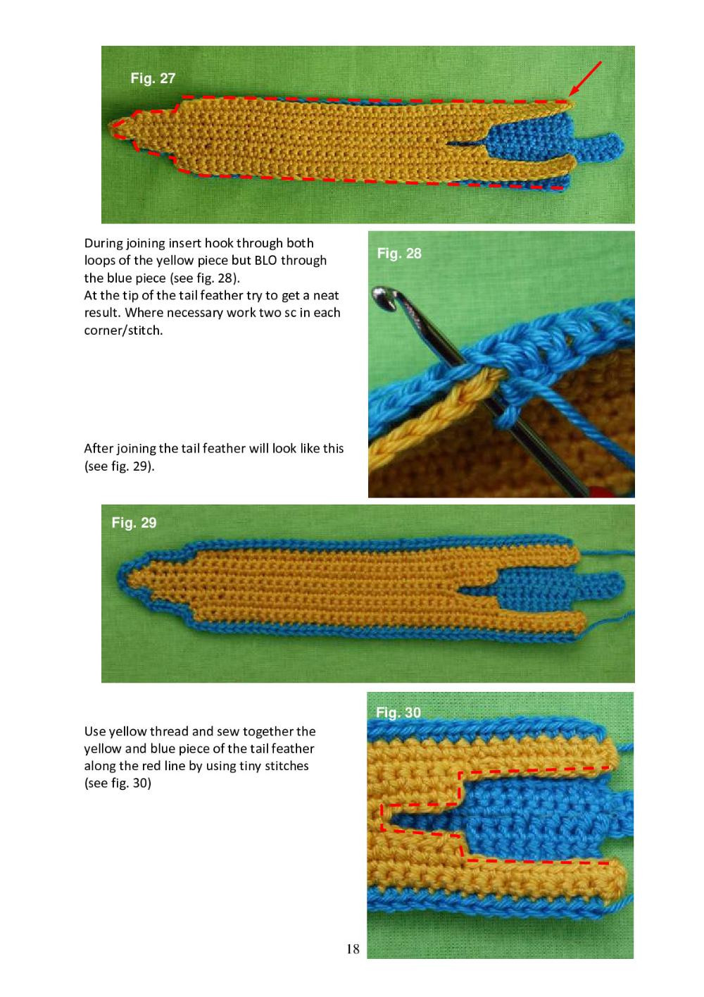 Crochet Pattern: Blue-and-yellow Macaw parrot