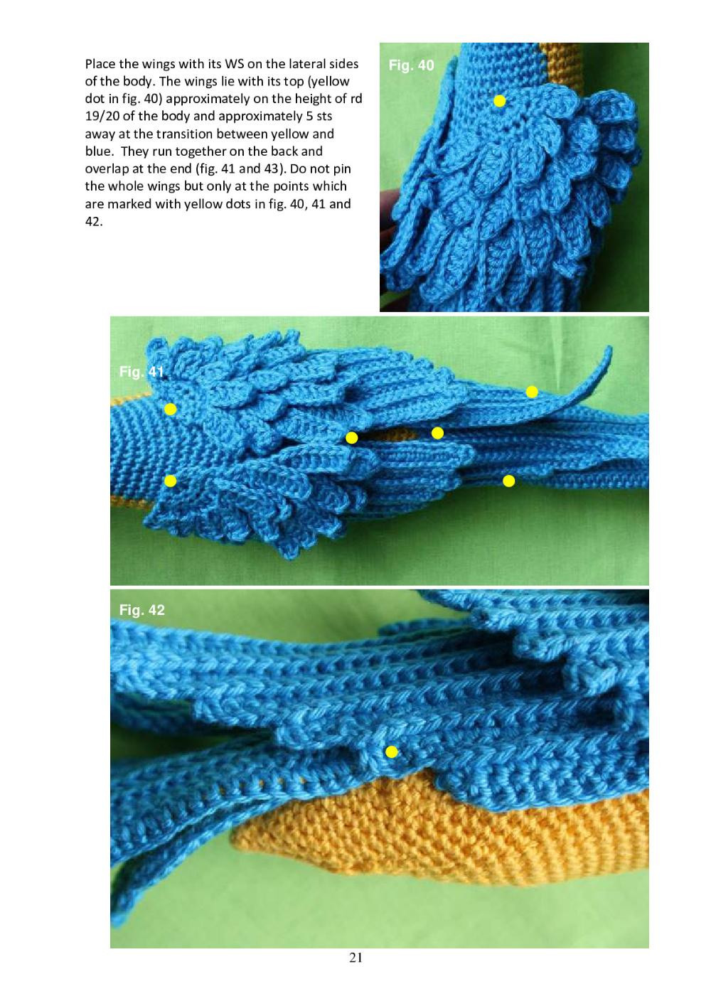 Crochet Pattern: Blue-and-yellow Macaw parrot