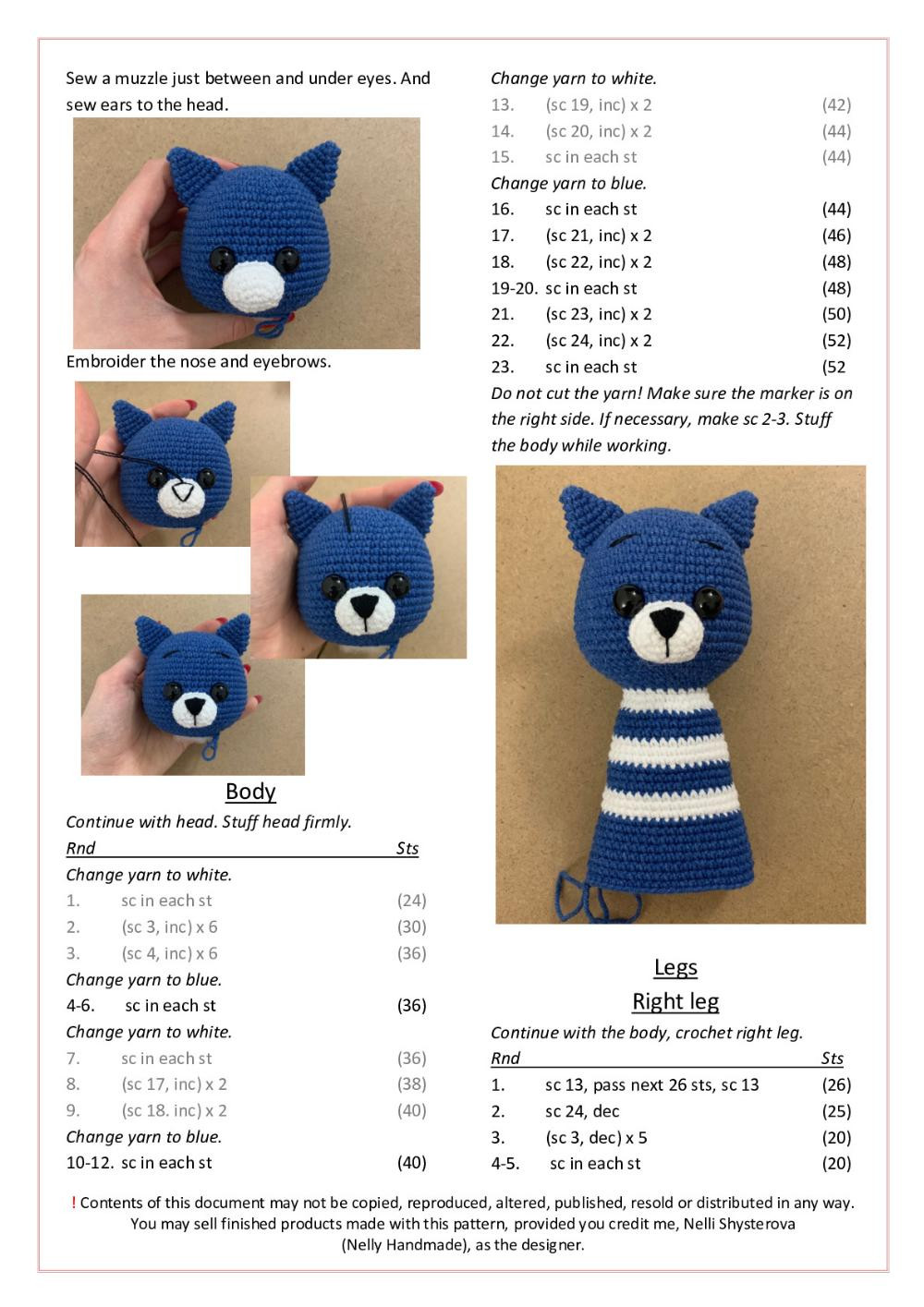 Crochet Pattern blue Cat and orange cat