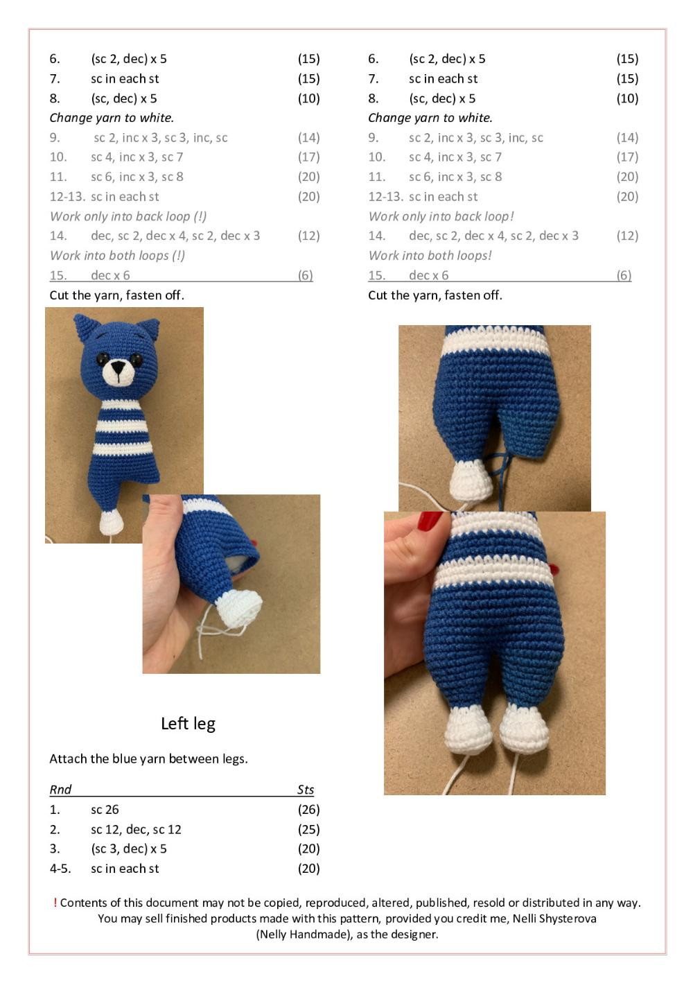 Crochet Pattern blue Cat and orange cat