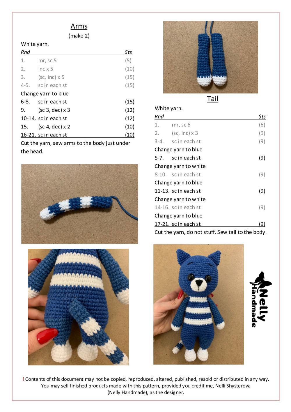 Crochet Pattern blue Cat and orange cat