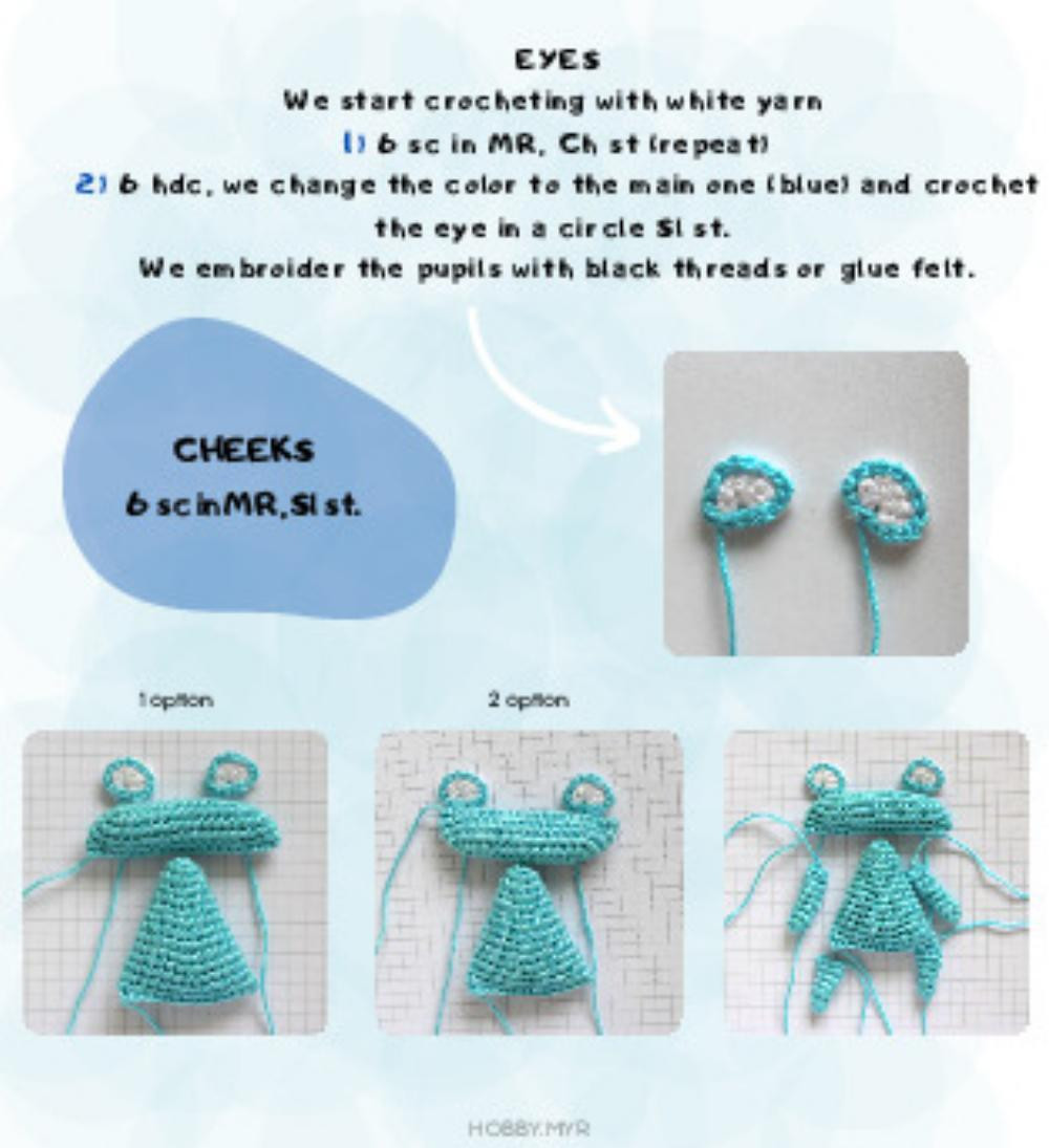 CROCHET PATTERN blue FROG