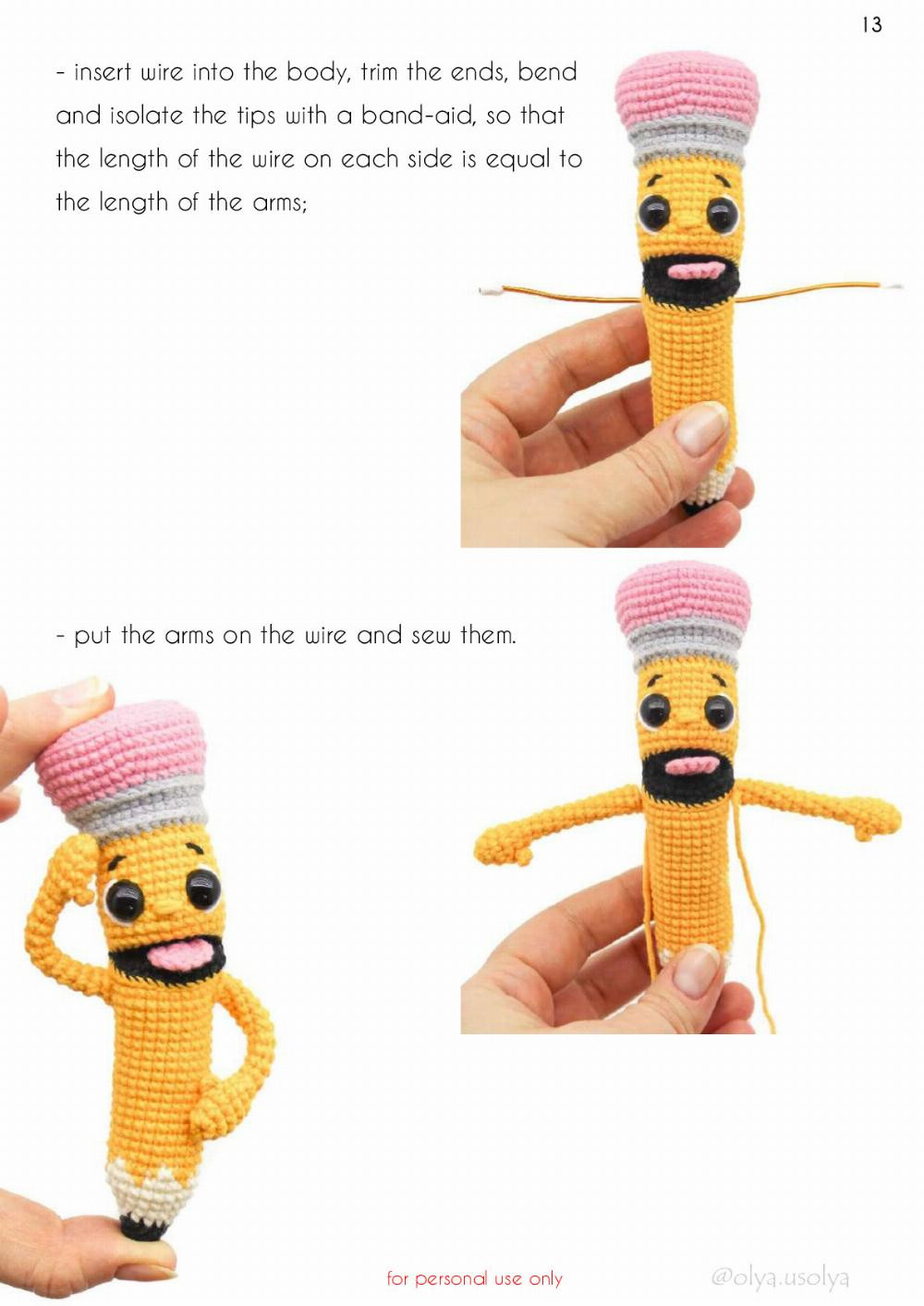 crochet pattern Bobby the pencil