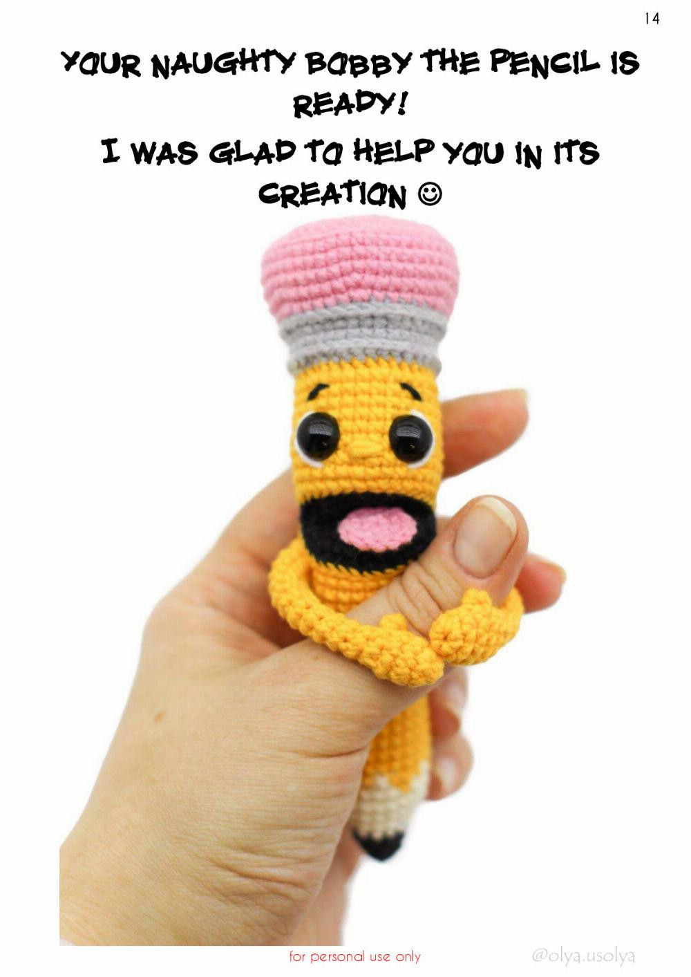 crochet pattern Bobby the pencil