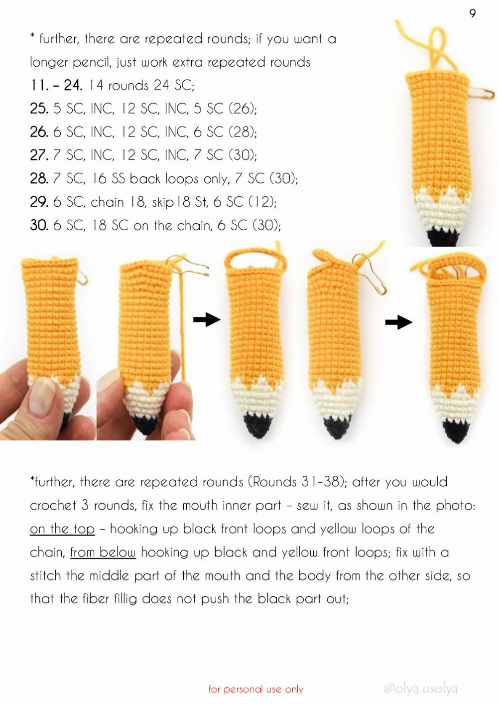 crochet pattern Bobby the pencil