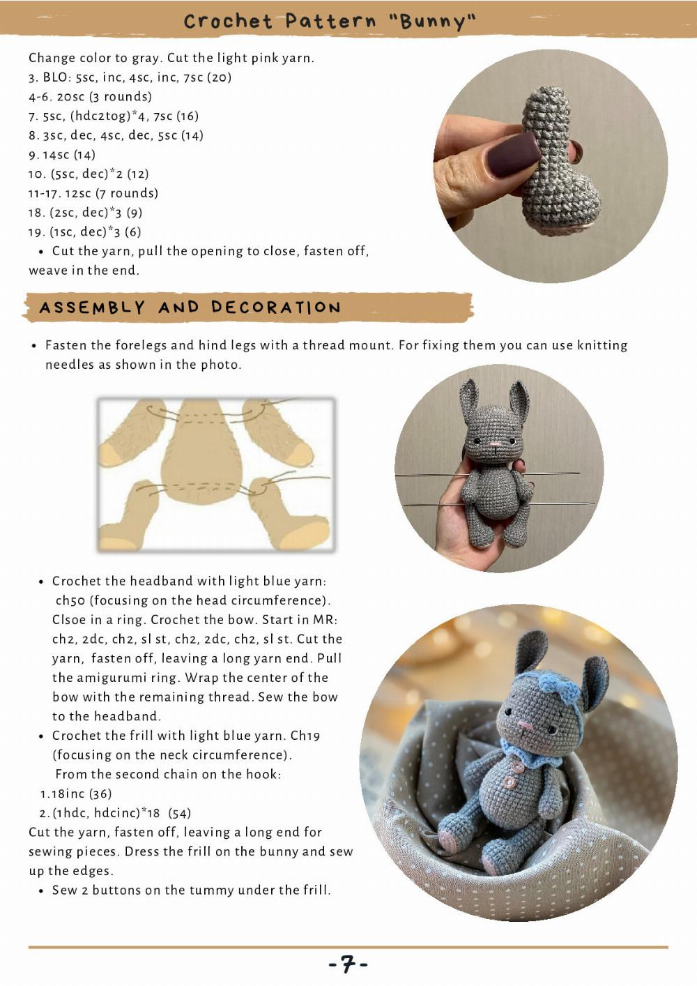 CROCHET PATTERN "BUNNY" gray bunny