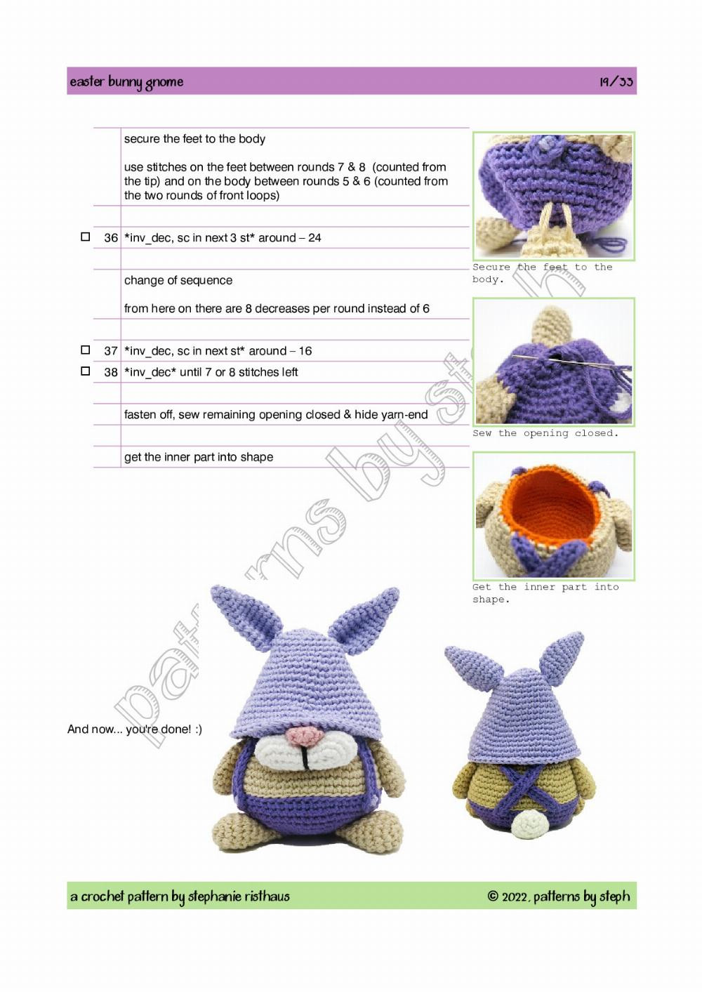 crochet pattern easter bunny gnome