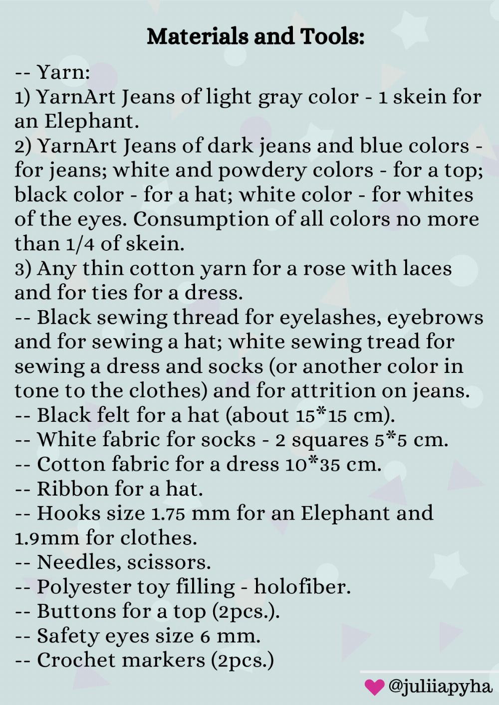 Crochet Pattern Elephant in clothes