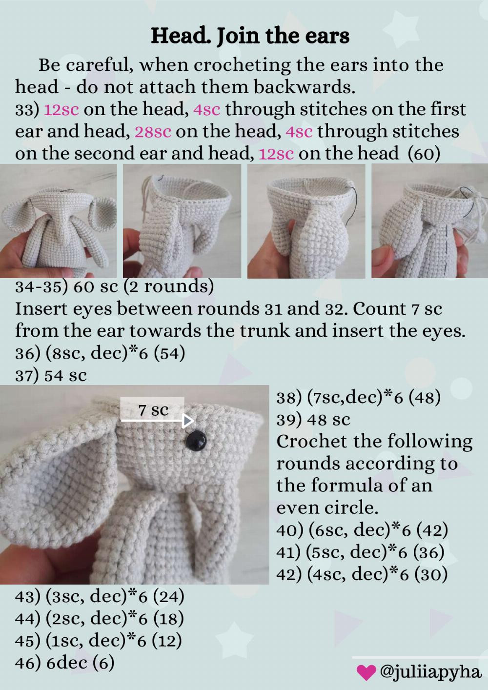 Crochet Pattern Elephant in clothes