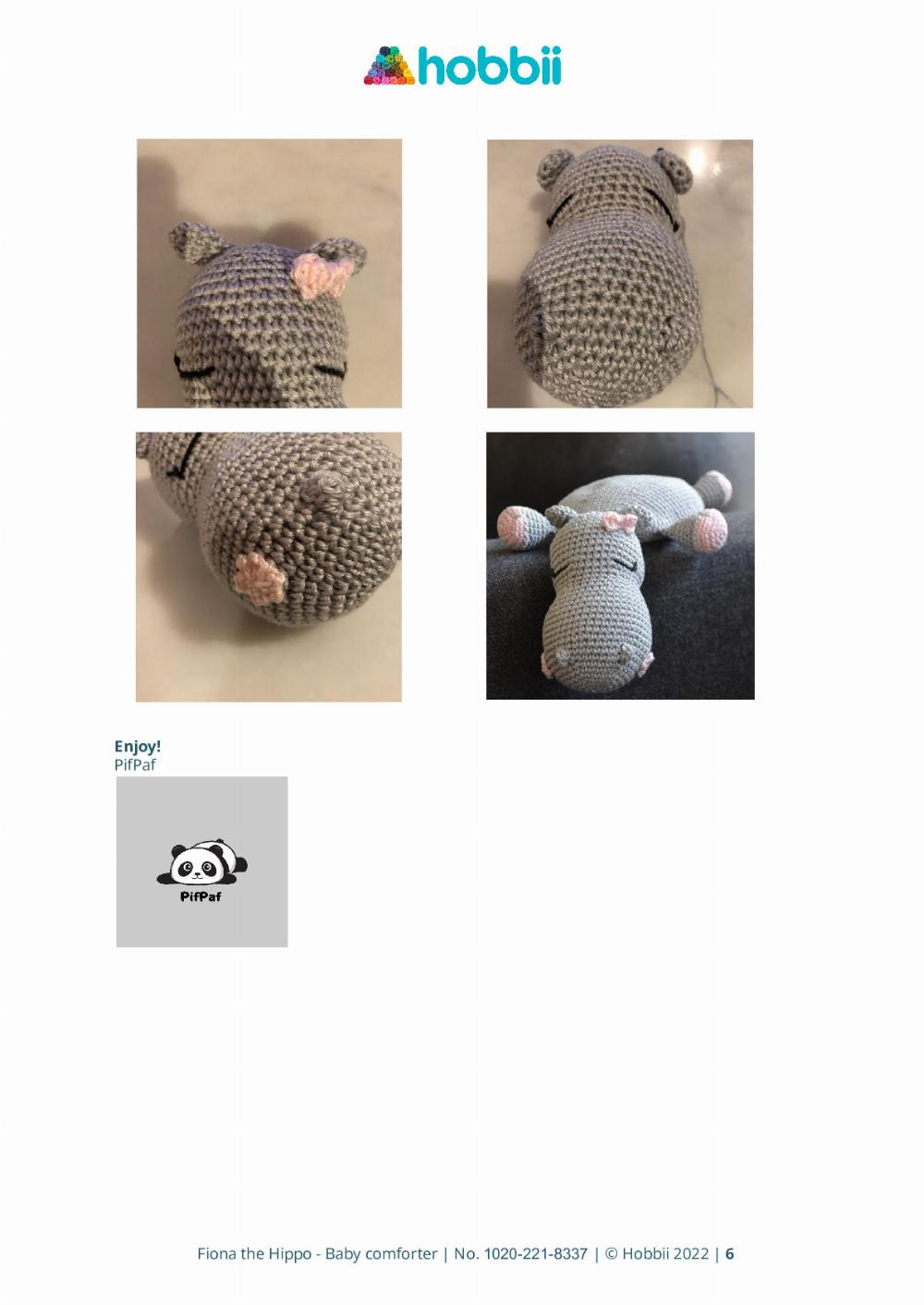 CROCHET PATTERN Fiona the Hippo Baby comforter