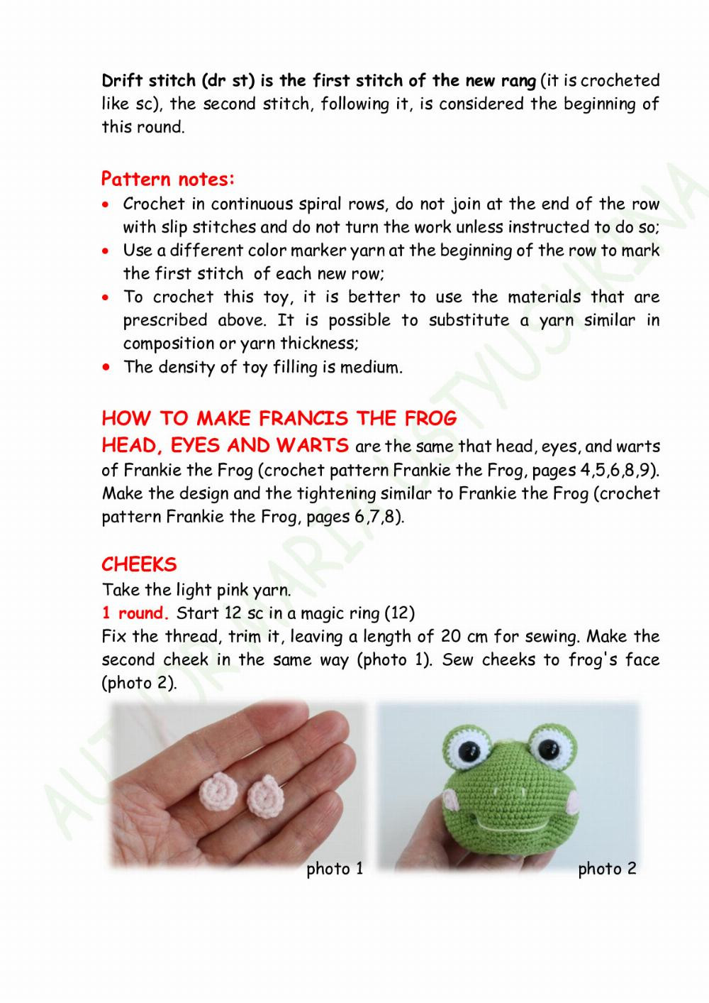 crochet pattern francis frog