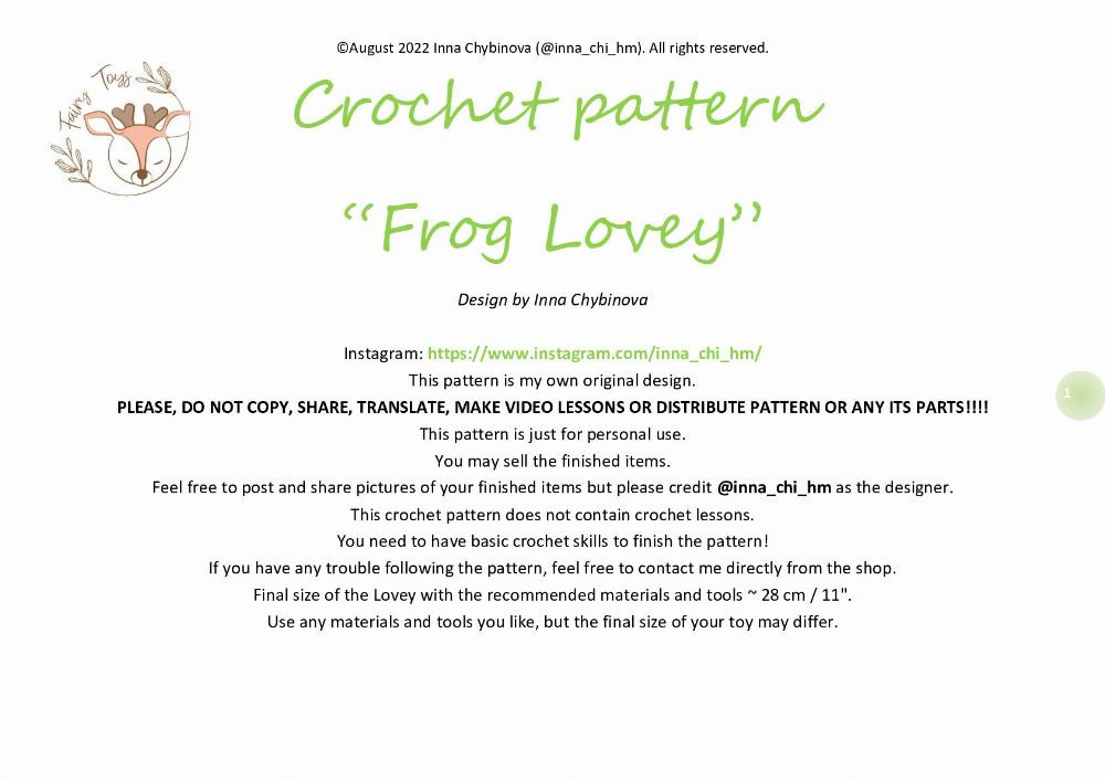 Crochet pattern “Frog Lovey”