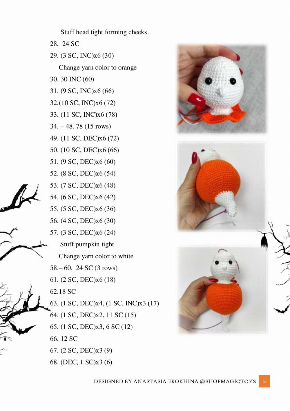 crochet pattern GHOST pumkin