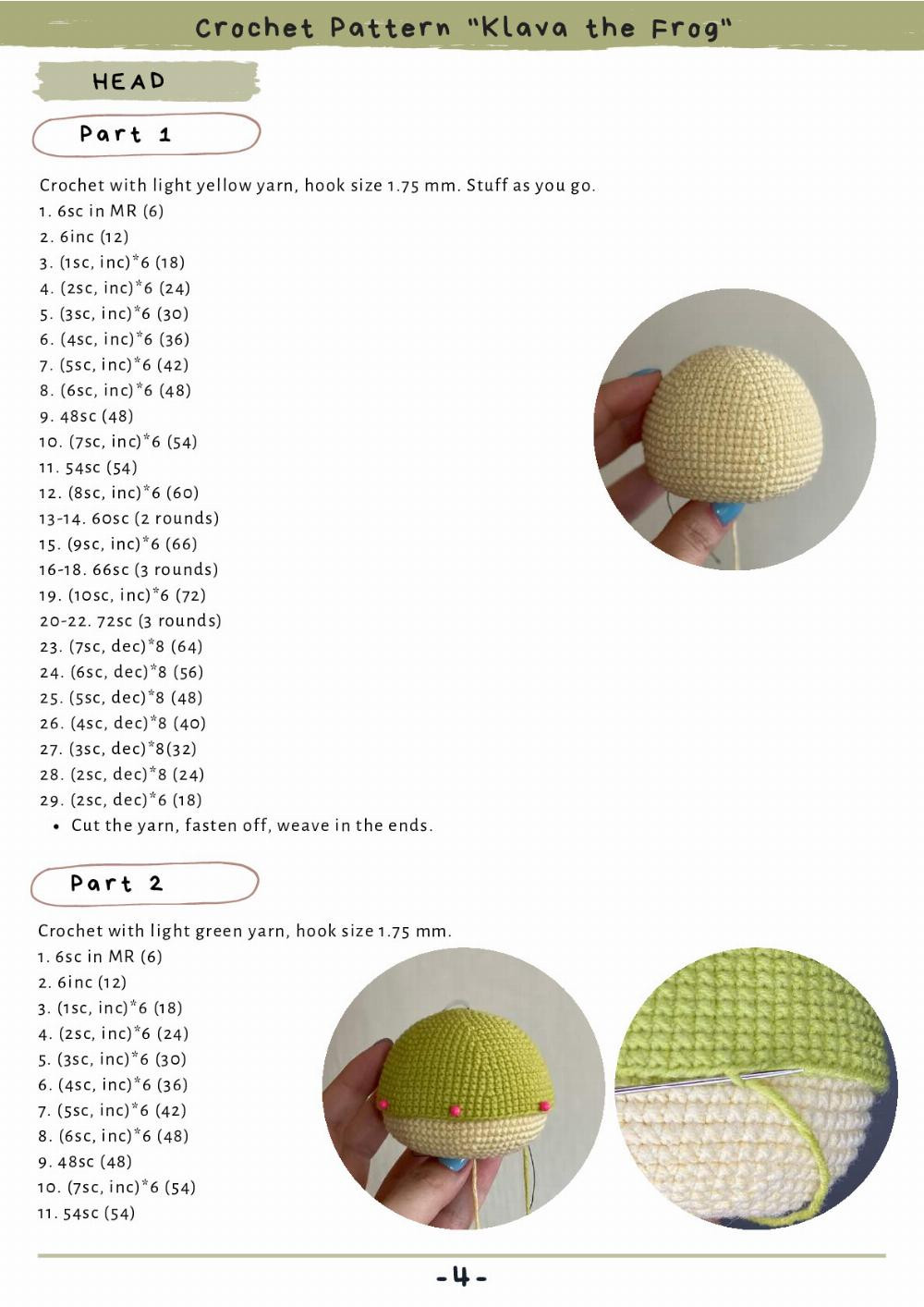 CROCHET PATTERN "KLAVA THE FROG"