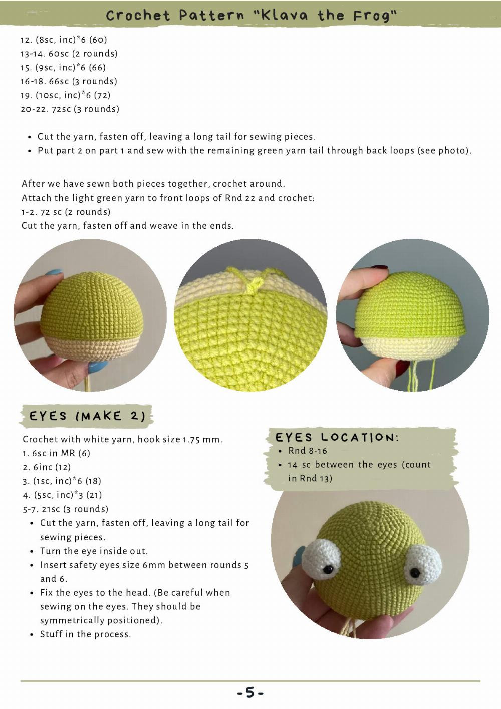 CROCHET PATTERN "KLAVA THE FROG"