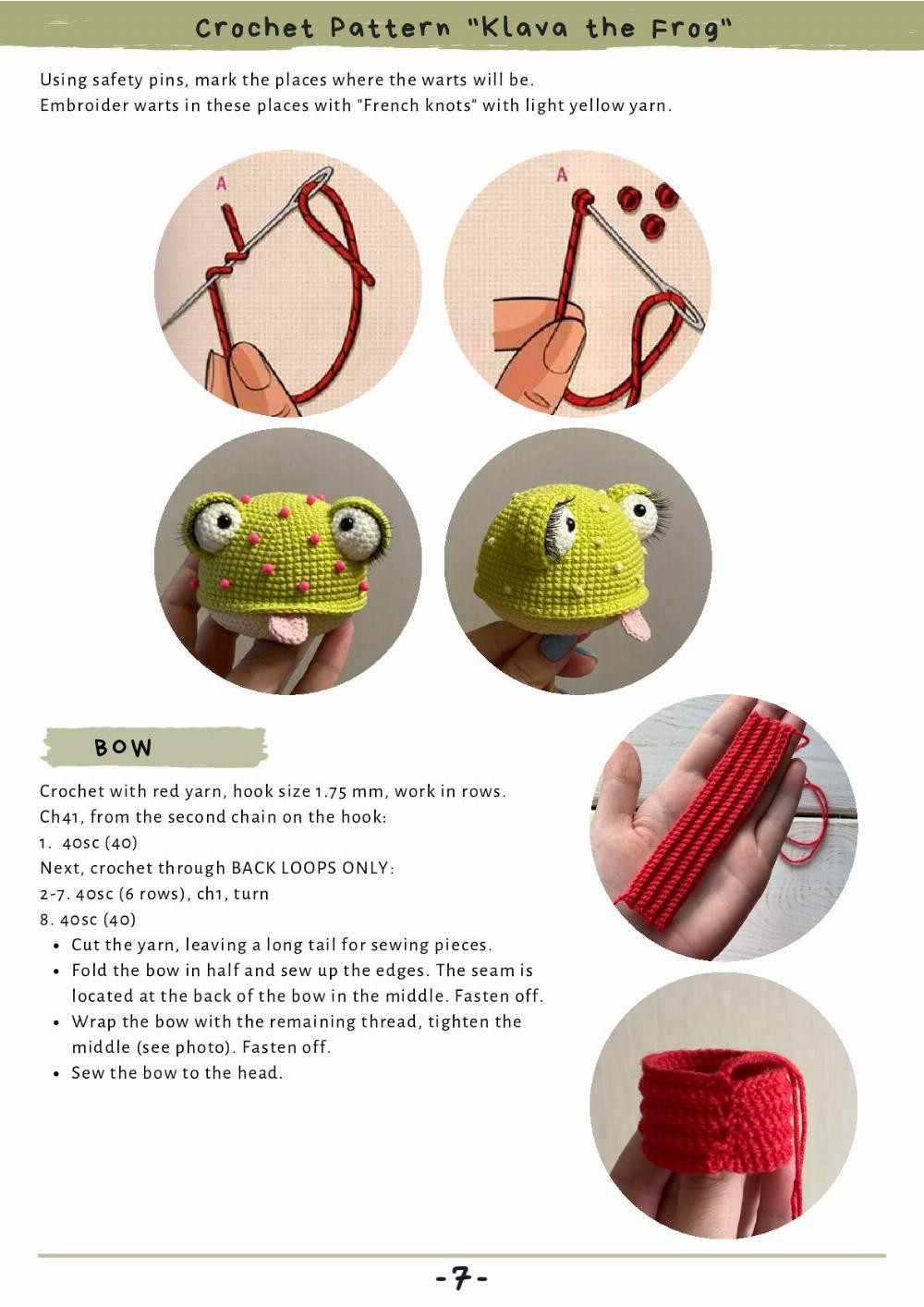 CROCHET PATTERN "KLAVA THE FROG"