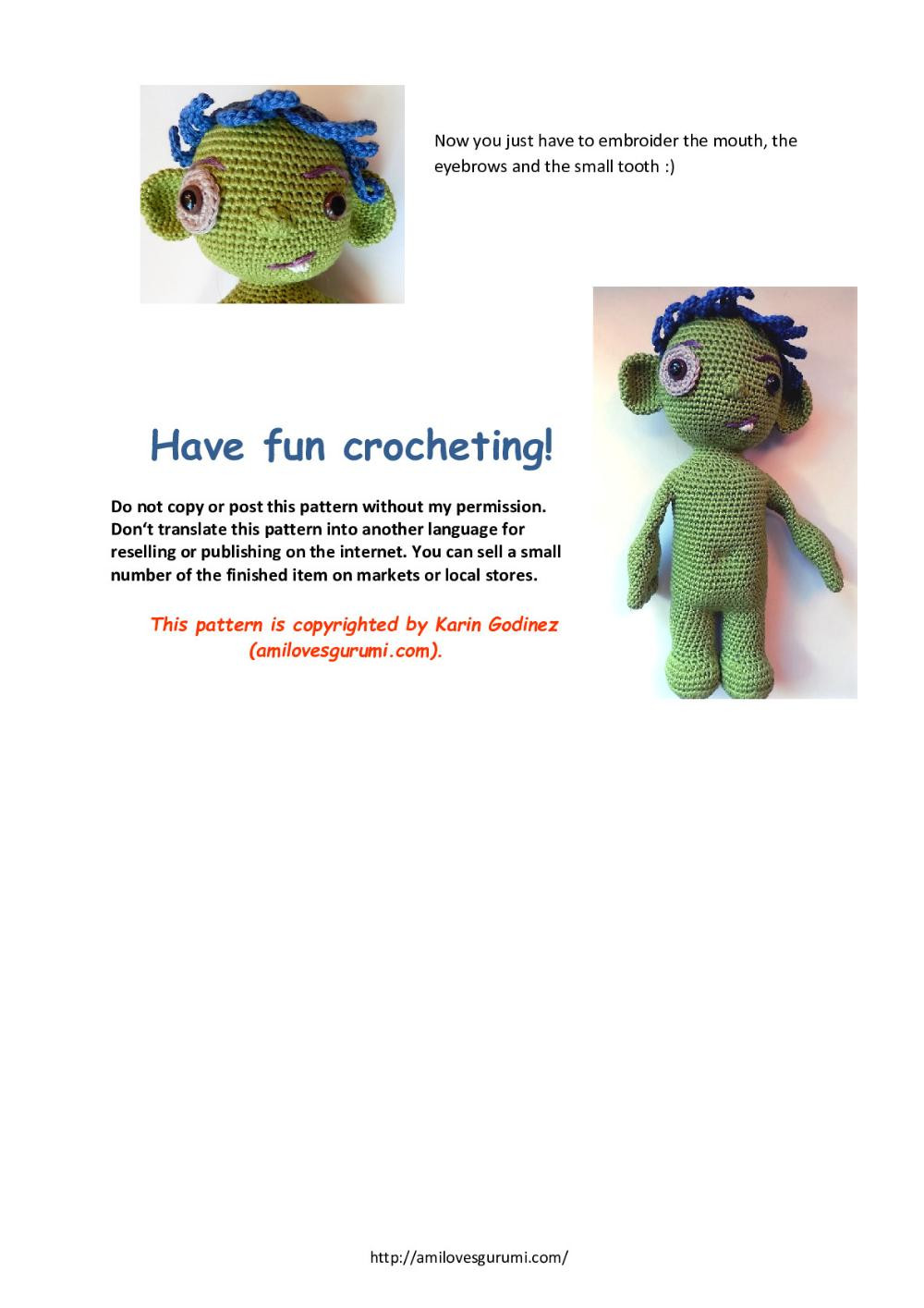 Crochet Pattern Mo, the monster boy