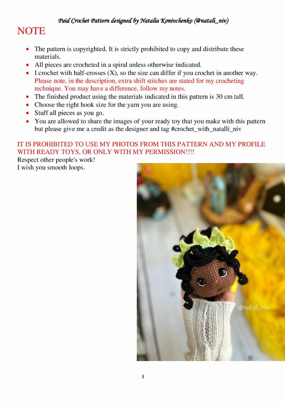 CROCHET PATTERN PRINCESS TIANA